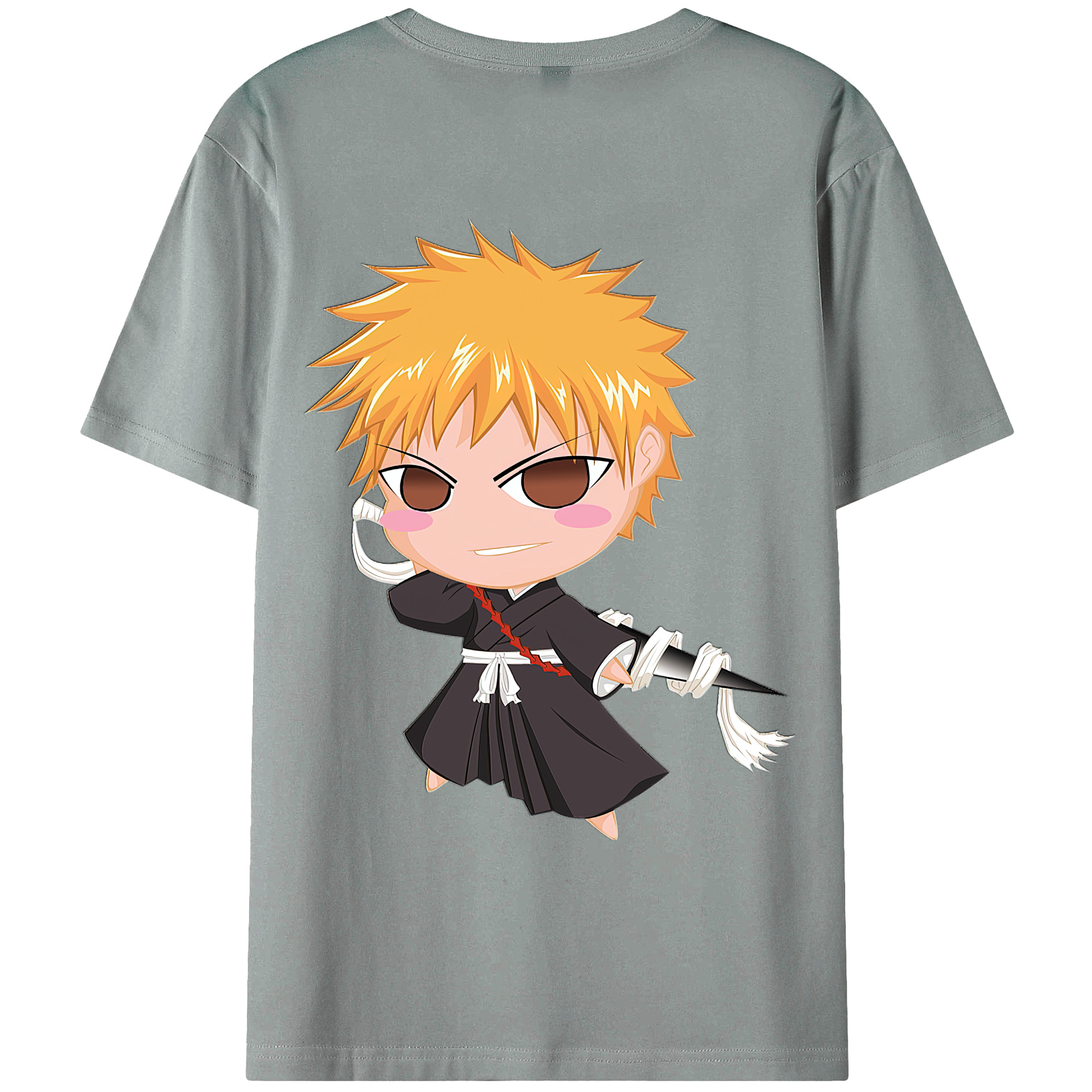 （画像用） ブリーチ 黒崎一護（くろさき いちご）BLEACH Kurosaki Ichigo 綿100％ メンズ半袖Tシャツ（バックプリント） 通気性